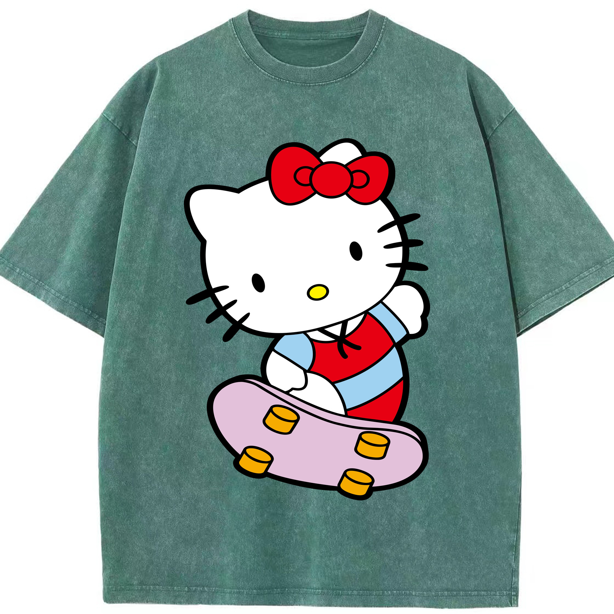 （画像用） Hello Kitty ハローキティ 綿100% ヴィンテージ風 半袖Tシャツ（フロントプリント）